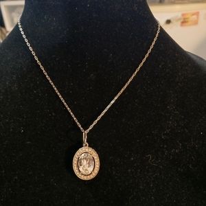 CZ Halo Pendant Necklace